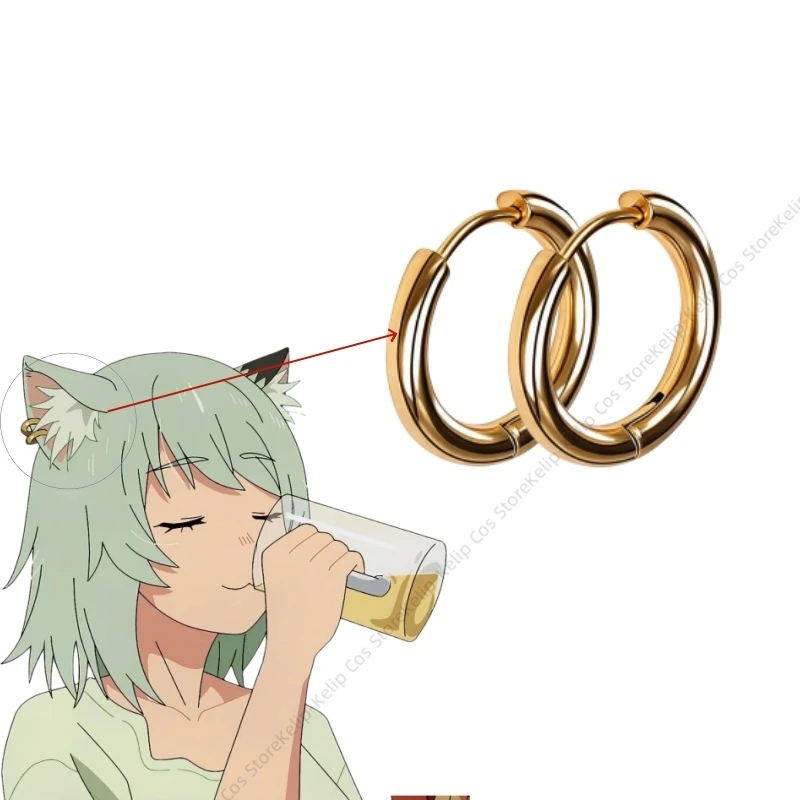 Фото Косплей-парик Sato Yaniko Nico Nyan Chainsmoker Cat, съемные уши, хвост, серьги, аниме-парик из синтетических волос, головной убор, комплект для костюма №2