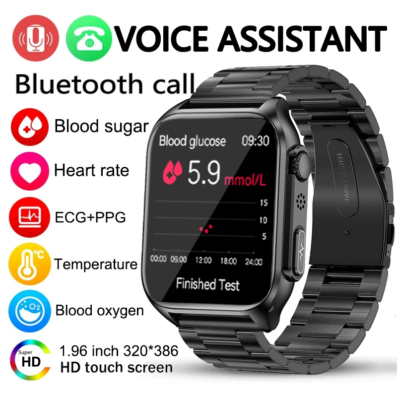 

2023 Blood Sugar ECG PPG Bluetooth Call Smart Watch Men Automatic Infrared Blood Oxygen Heart Rate Blood Pressure Health Watches