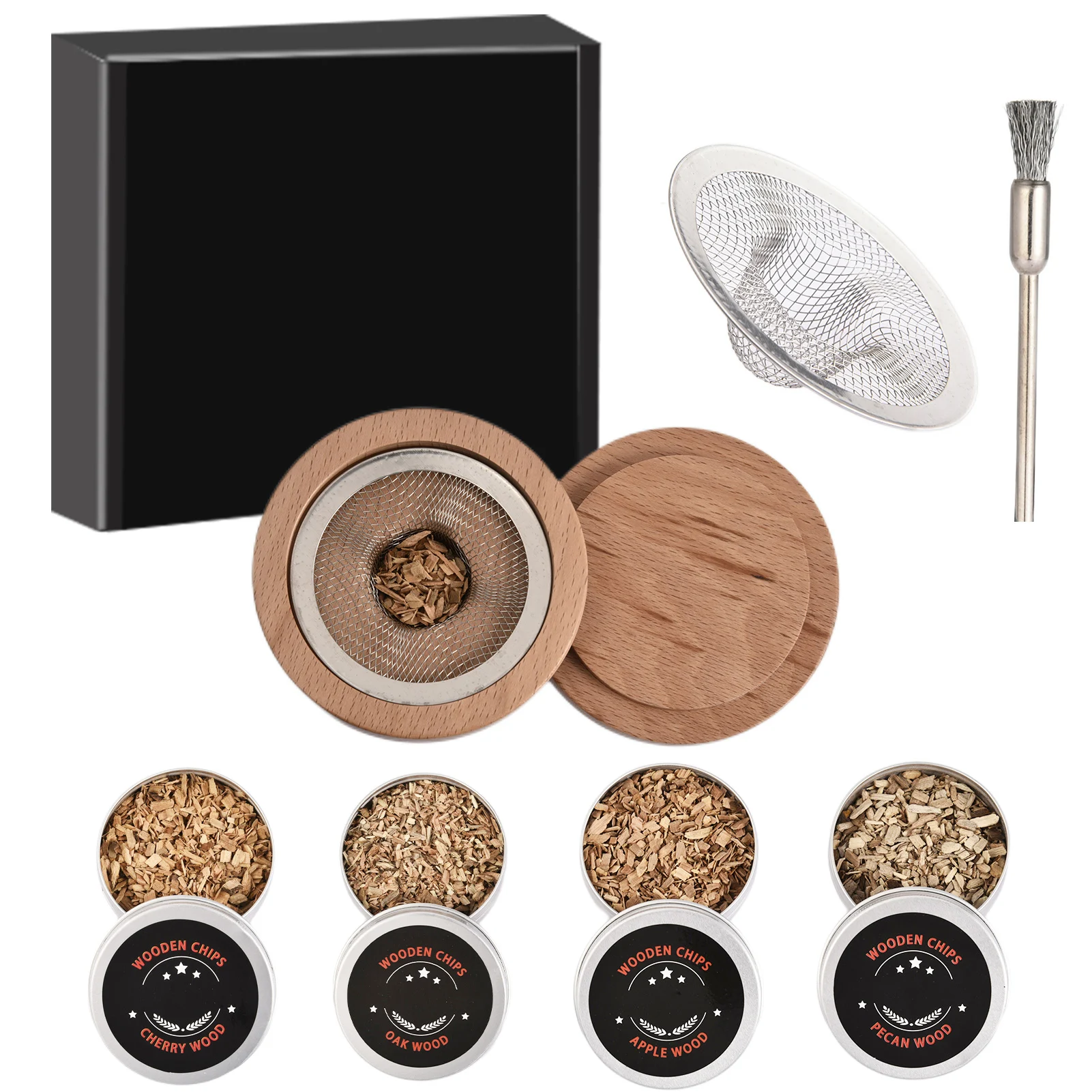 

Wooden Cocktail Smoker Kit Old Fashioned Cocktail Kit With Wood Chips Smoke Infuser For Whiskey Drink Meat Smoking Father's Gift