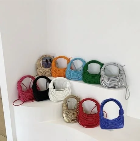 

Personalized Creative 2023 Summer New Wire Bundle Knitting Knot Single Shoulder Women Messenger Bags Criss-Cross Solid