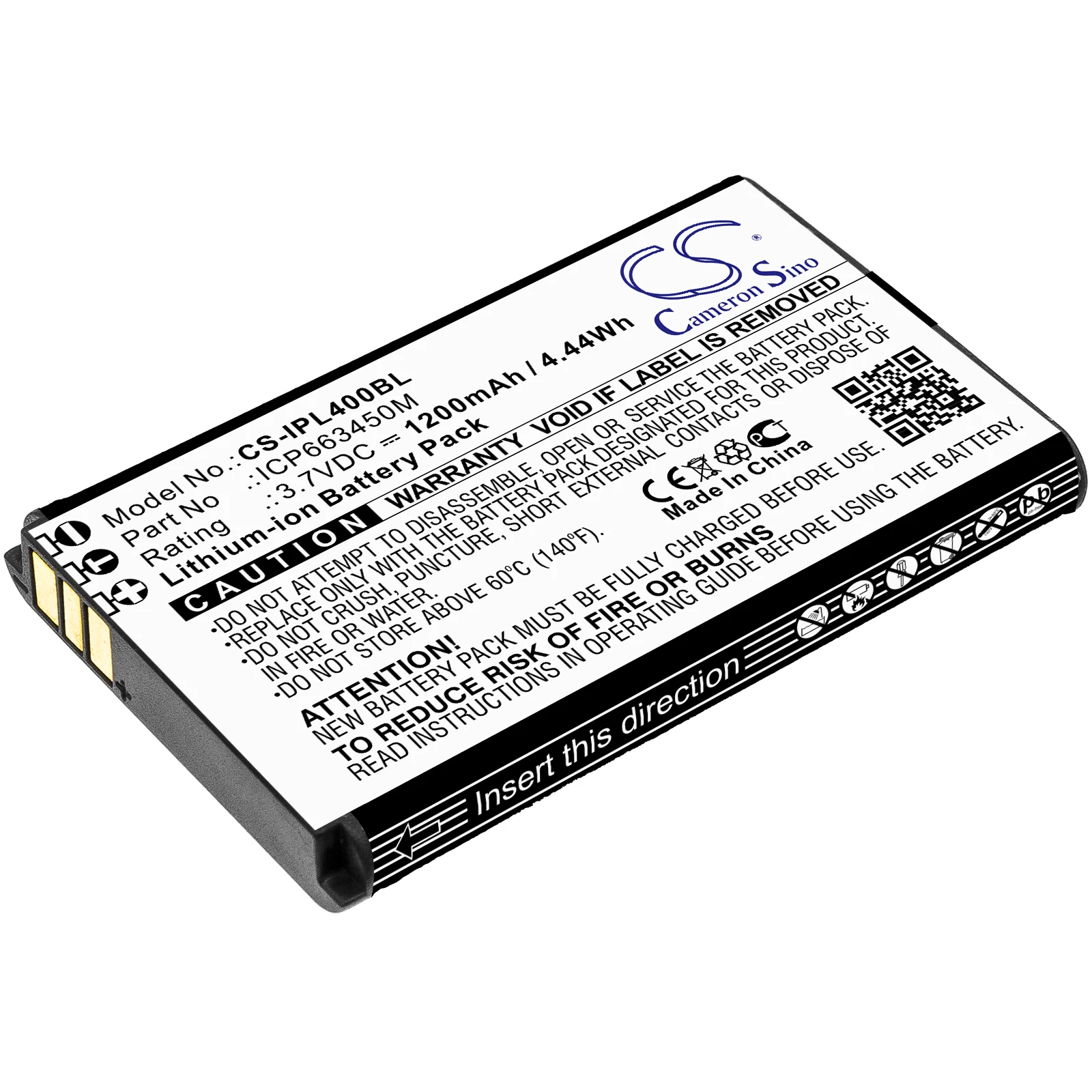 

CS Barcode Scanner Battery for Infinite Peripherals Linea Pro 4 Fits ICP663450M 1200mAh/4.44Wh CS-IPL400BL Li-ion 3.70V
