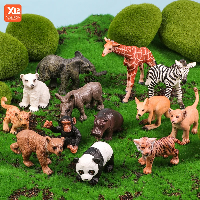 

Simulation Forest Wild Animal Zoo Giraffe Elephant Lion Cub Action Figures Model Figurines Collection Toys For Children Kid Gift
