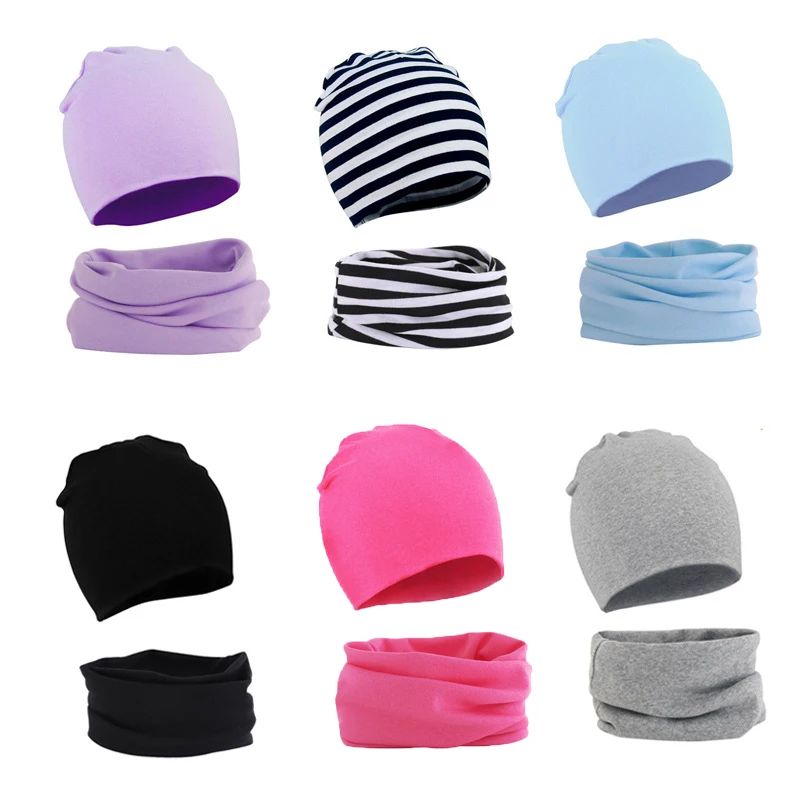 

2Pcs/Set Baby Hat Scarf Set Autumn Winter Warm Boy Girl Neck Collar Neckerchief Kids Beanie Suit Cotton Children Hats Wholesale