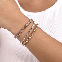 3pcs boho beaded crystal tennis chain bracelets set on hand for women men wedding bridal heart pendant bangles couple jewelry