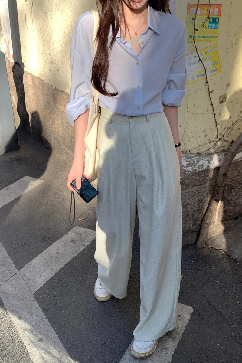 Peaceonesoul домашние ледяные синие рубашки с длинными рукавами женские корейские