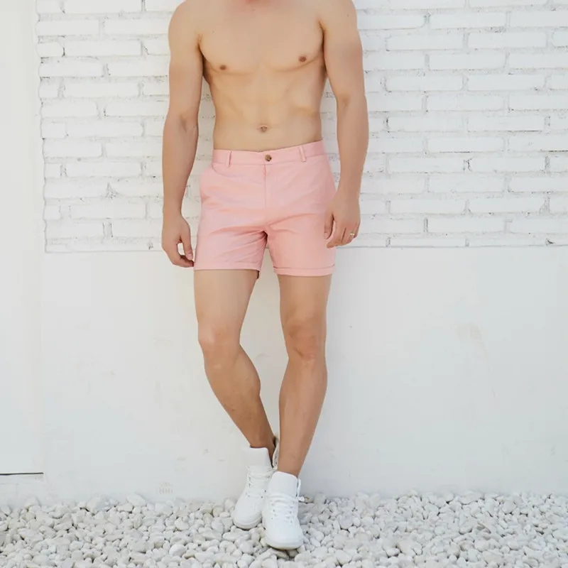 

Hot Man Casual Summer Shorts Pink Green Fashion England Shorts New Arrival Casual Men's Shorts Made Of Solid Cotton