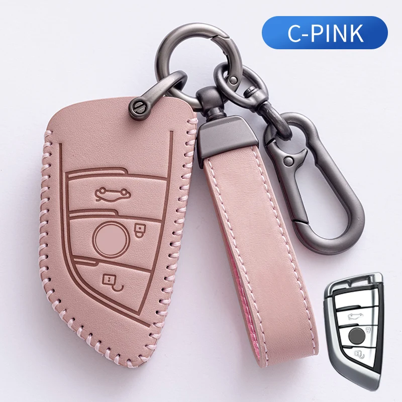 

For BMW F10 F15 F16 F20 F30 F48 G30 Z4 M5 X1 X2 X3 X4 X5 X6 X7 Serie 1 3 5 2 7 6 Fashion Top Cowhide Key Cover Shell Holder Case