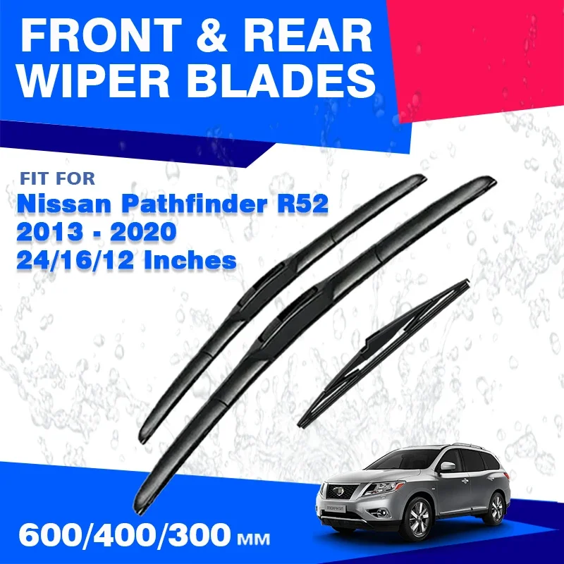 

Для Nissan Pathfinder R52 2013-2020 автомобильное переднее и заднее лобовое стекло, щетка стеклоочистителя, 26 "+ 17" + 12 "прочные резиновые щетки