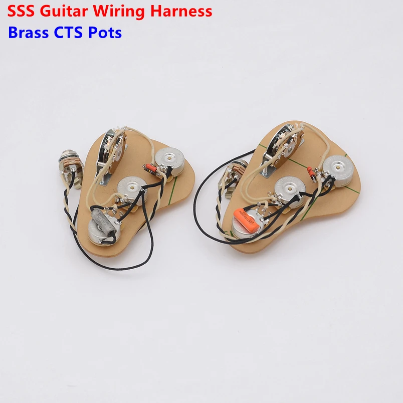 

1 Set SSS Single Pickups Loaded Pre-wired Electric Guitar Wiring Harness Prewired Kit (3x 250K Brass CTS Pots + 5-Way Switch )