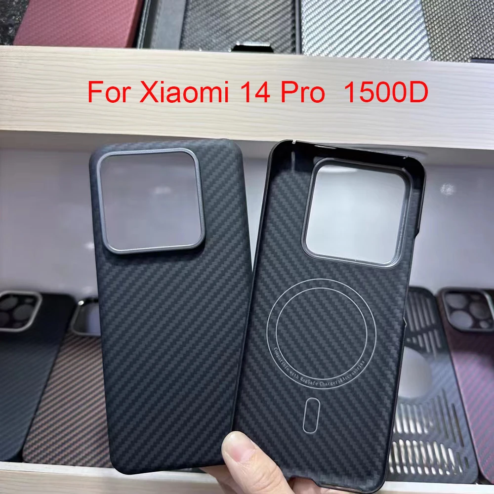 

Smhdmy Real 1500D Metal Magsafe Aramid Carbon Fiber Phone Case Cover On For Xiaomi Mi 14 Pro 5G Global Xiaomi 14Pro Protection
