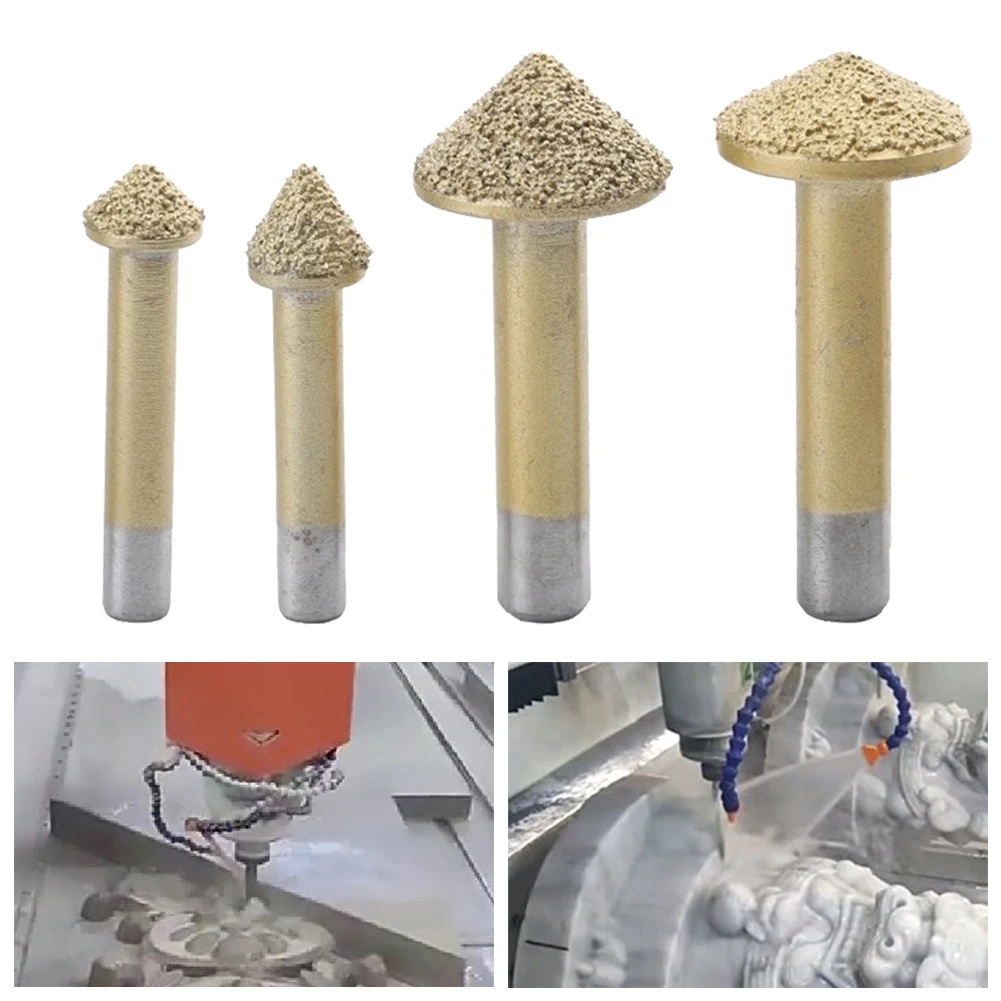 

1pc Grinding Head CNC Milling Cutter Double Frosted Tapered V-Shaped Marble Stone For Granite Marble Bluestone Carving Tool