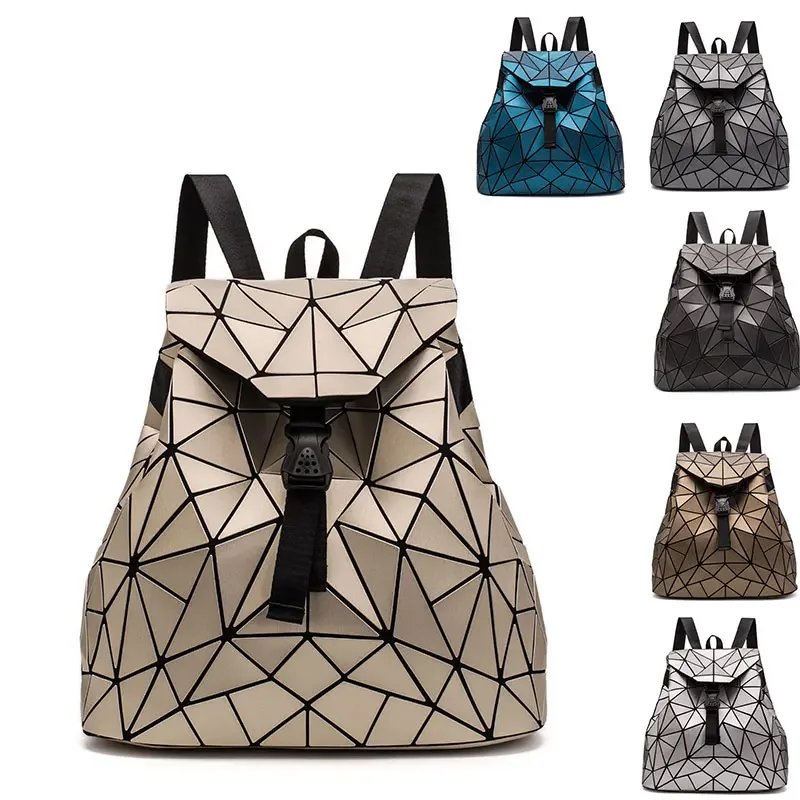 

For Backpacks Girls Backpack Bag Geometric Matte Bagpack Drawstring Teenage Female Holographic Bag Women Backpack