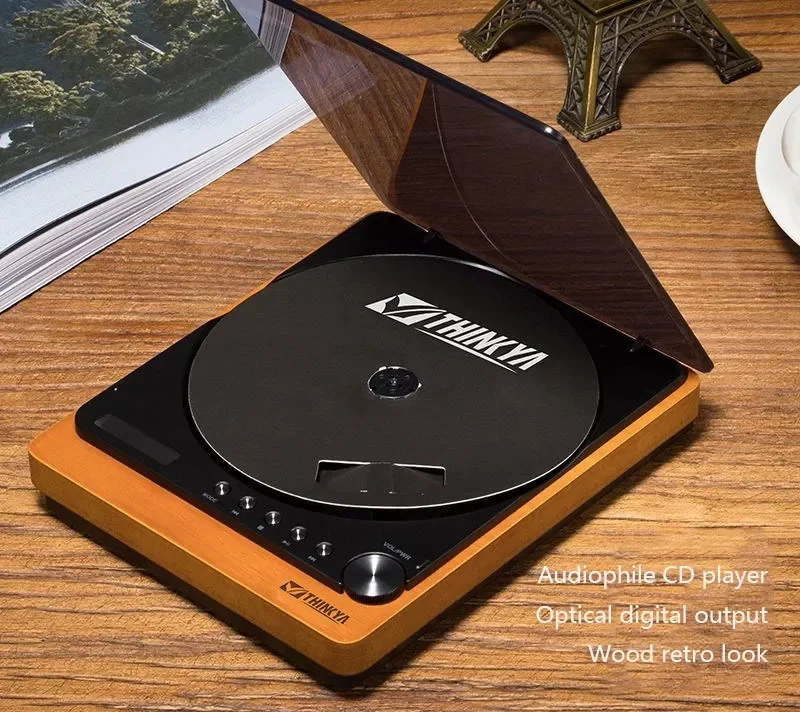 

Проигрыватель компакт-дисков в стиле ретро, элегантный портативный домашний аудиоплеер с оптическим волоконным выходом, высококачественн...