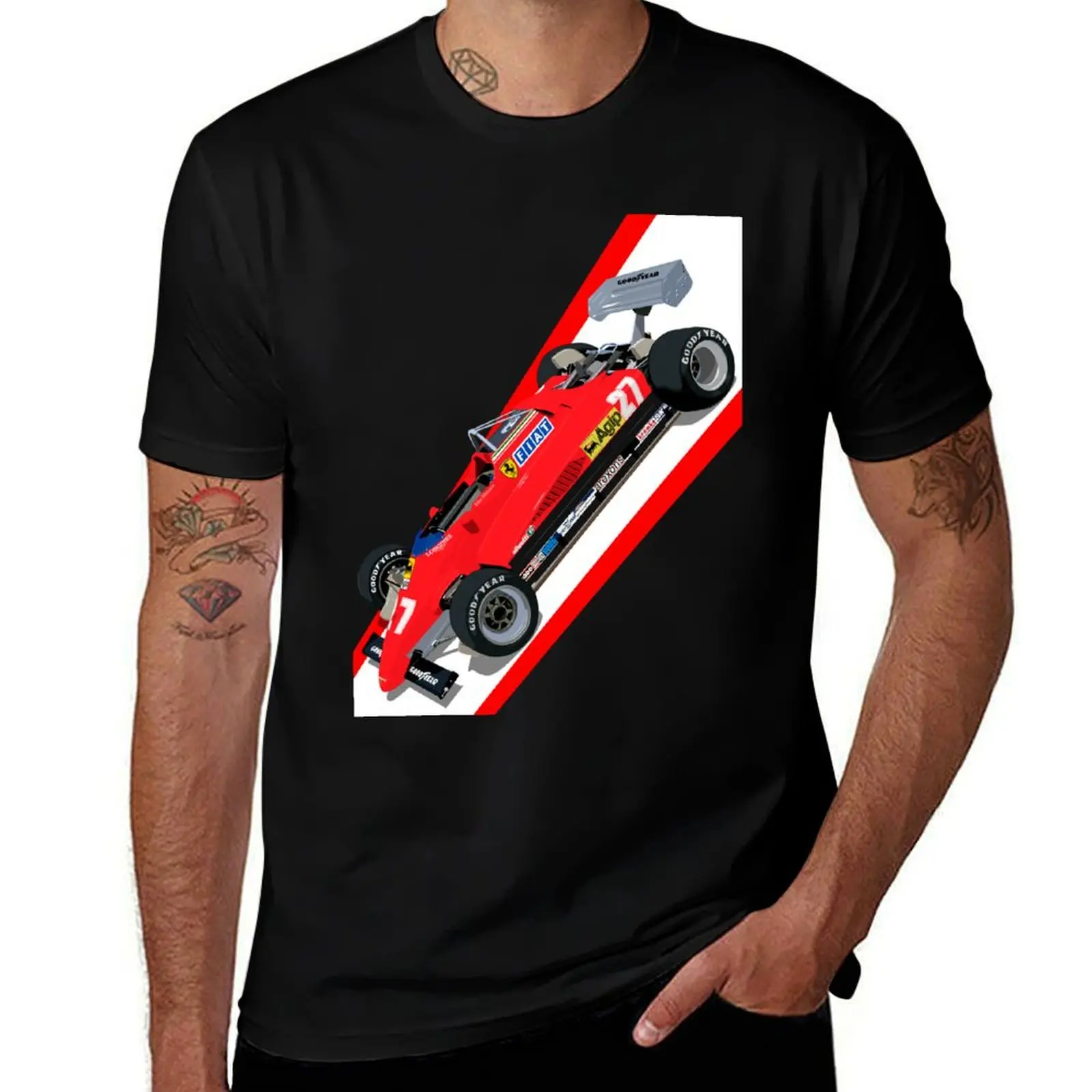 Scuderia 126C2 футболка Gilles Villeneuve черные спортивные фанаты мужская одежда винтажная