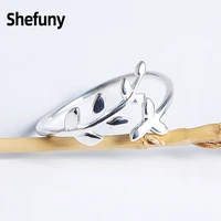 925 sterling silver tree leaves adjustable finger rings plant open size rings for women fine jewelry anniversary gift wholesale