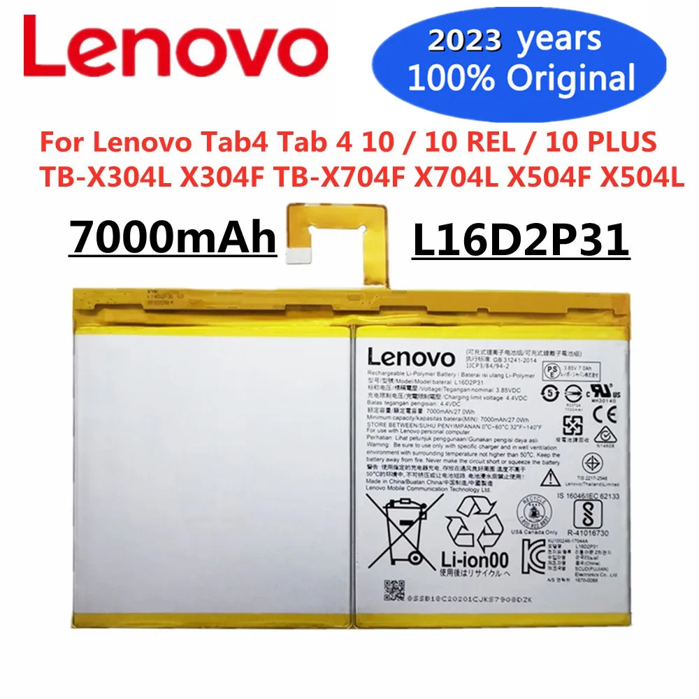 

7000mAh L16D2P31 Original Battery For Lenovo Tab4 Tab 4 10 / 10 REL / 10 PLUS TB-X304L X304F TB-X704F X704L X504F X504L Batteria