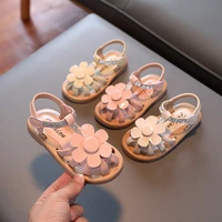 girls sandals 2022 summer new t belt flower sandals hollow out soft soled walking shoes fashion lovely rhinestone sandals 21 30
