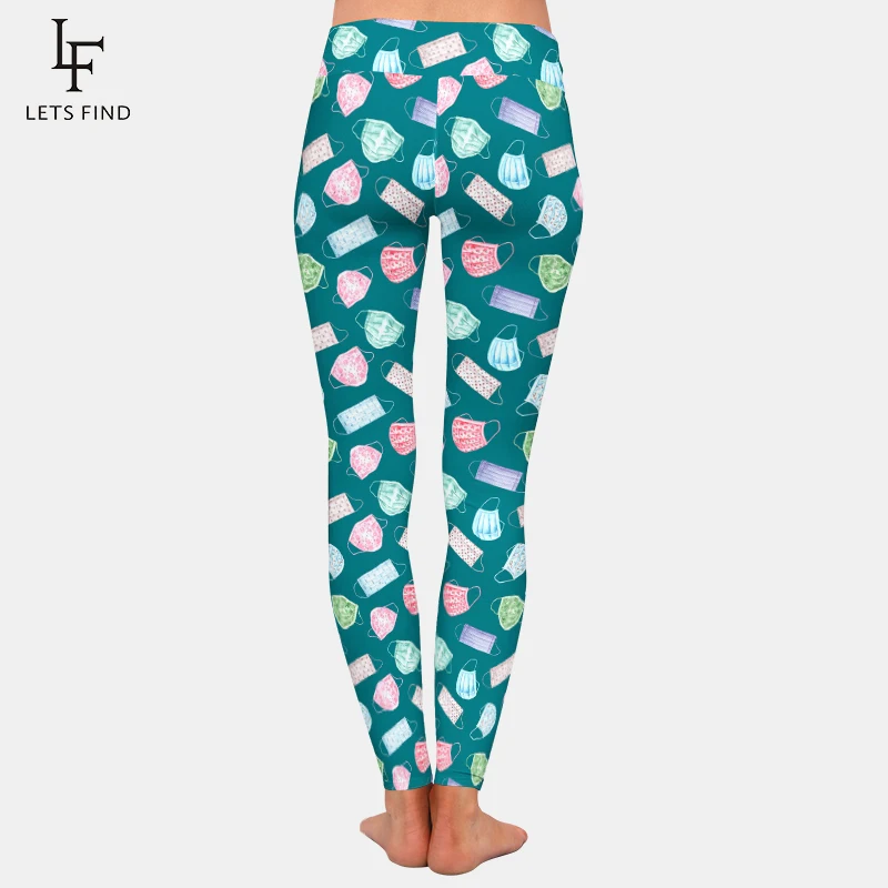 LETSFIND High Quaility Womens Leggings Medical Masks Digital Printing High Waist Comfortable Slim Fitness Leggings