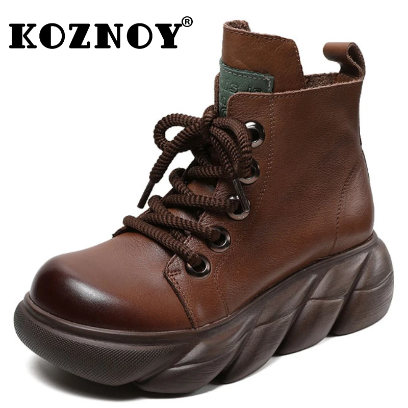 

Женские осенние ботинки из натуральной кожи на танкетке 5 см