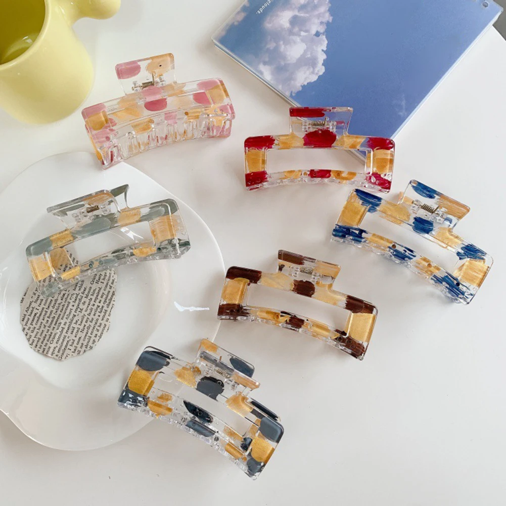 

Transparent Women Hair Clip Claws 2022 New Print Sweet Hairpins Barrette Crab Hair Clips Headwear for Girls Hair Accessories