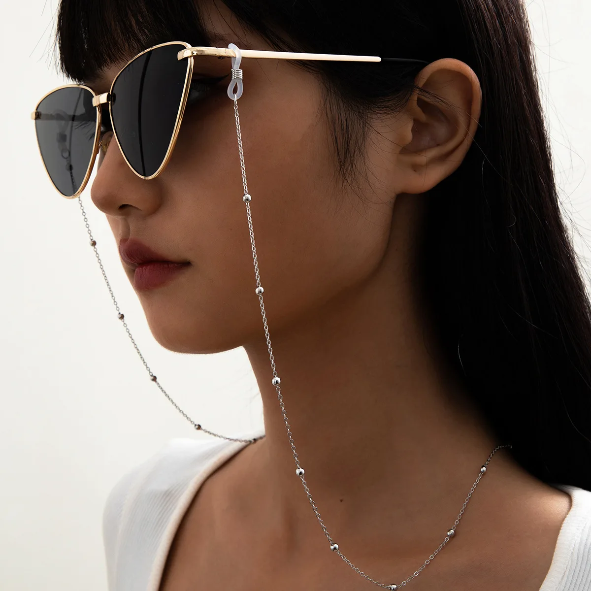 Fashion Woman Sunglasses Chain Cylinder Bead Chain Anti-Falling Glasses Eyeglasses Cord Necklace Mask Chain 2022 Trend New