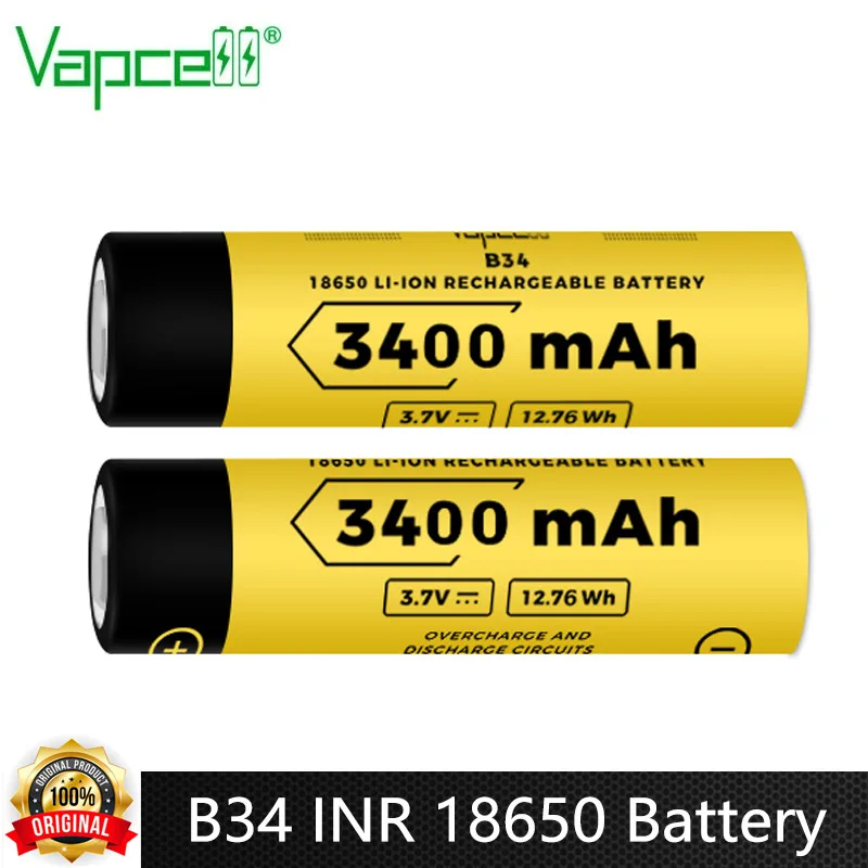 

Оригинальный перезаряжаемый литий-ионный аккумулятор Vapcell B34 INR 18650 3400 мАч 10A 3,7 в
