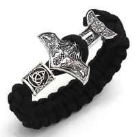 viking raven black rope weave ancient retro bracelet nordic luna rune beads amulet man bracelet