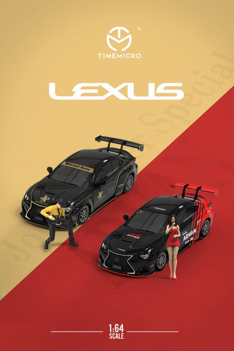 

Rare 4 Version TM 1/64 LEXUS RCF JPS Black Gold Lexus ADVAN Diecast Model Car