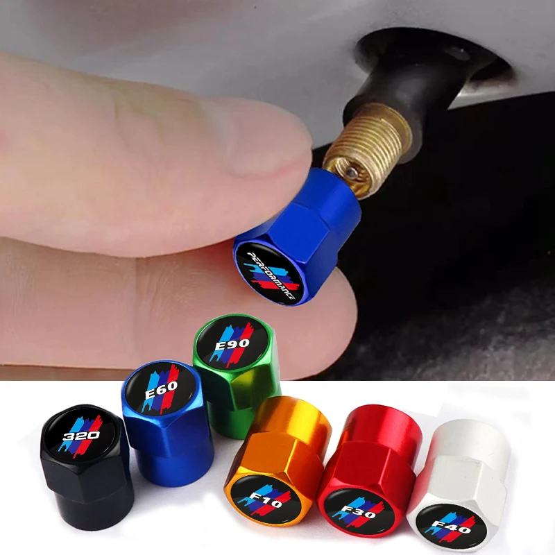 Колпачки клапанов на колеса автомобиля, 4 шт., логотип, металлический корпус стержня, автомобильные аксессуары для BMW M X5 E53 X1 X3 X6 X7 F10 G20 E90 E60 F30 F40 M2 M5 320