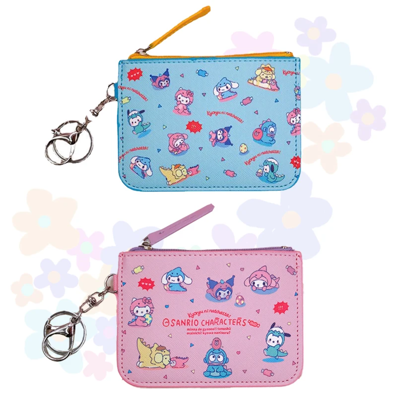 

Sanrioed Kawaii Cartoon PU Coin Purse My Melody Cinnamoroll Kuromi Anime Wallet Keychain Work Card Set Easy To Clean Cute Gift