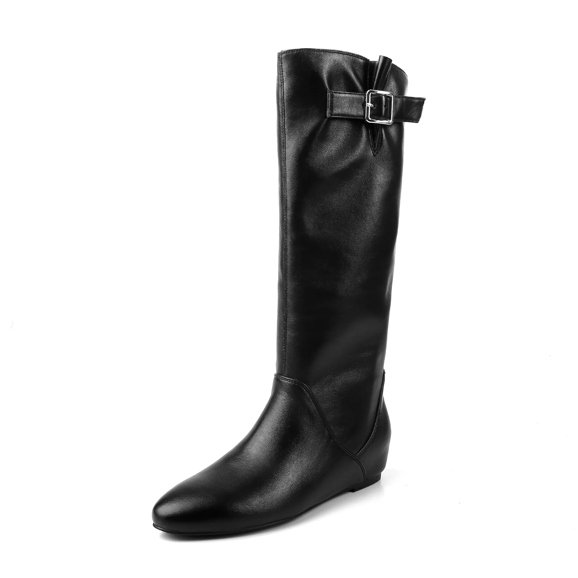 Сапоги Arden Furtado Autumn Cow из замши с увеличенной внутренней высотой, облегающие, с круглым носком, без застежек, на среднем каблуке, с пряжкой, до середины икры (art.: 3920dc5318045) - 3920dc5318045