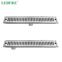 LEDFRE Drain Floor Shower Tile Chan Stainaless Steel Siphon Shower Floor Long Cover Square Drainage for Bathroom LF66009B
