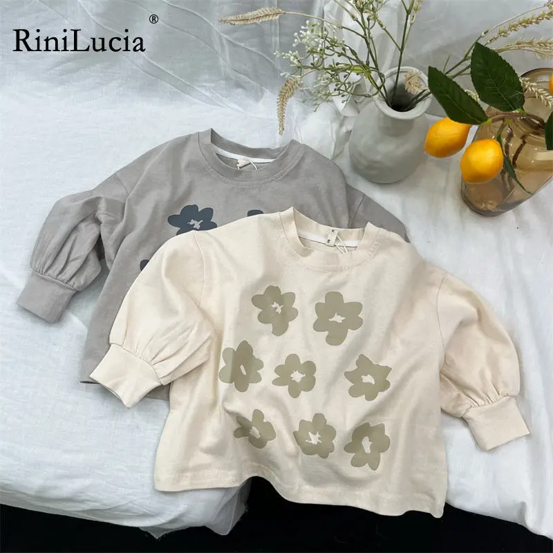 

RiniLucia 2022 Baby Boys Sweatshirt Loose Floral Sports Sweatshirts Toddler Girl Pullover Sweater Cotton Tops Boy Kids Clothes