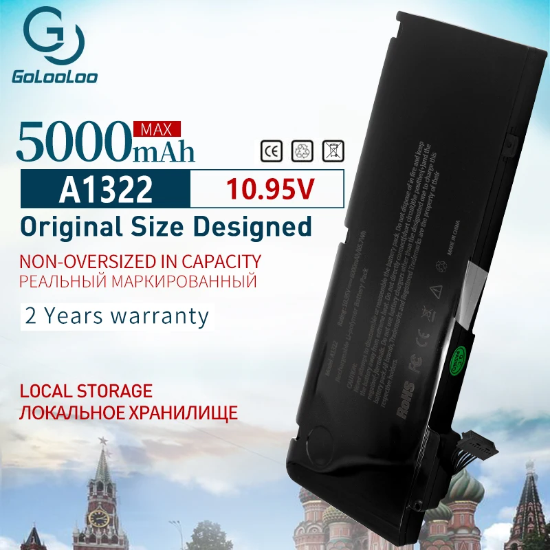 

Golooloo 10.95V 5000mAh Laptop Battery For APPLE MacBook Pro 13" A1322 A1278 MB990 MB991 MC700 MD313 MD314 (2009-2012 year|)