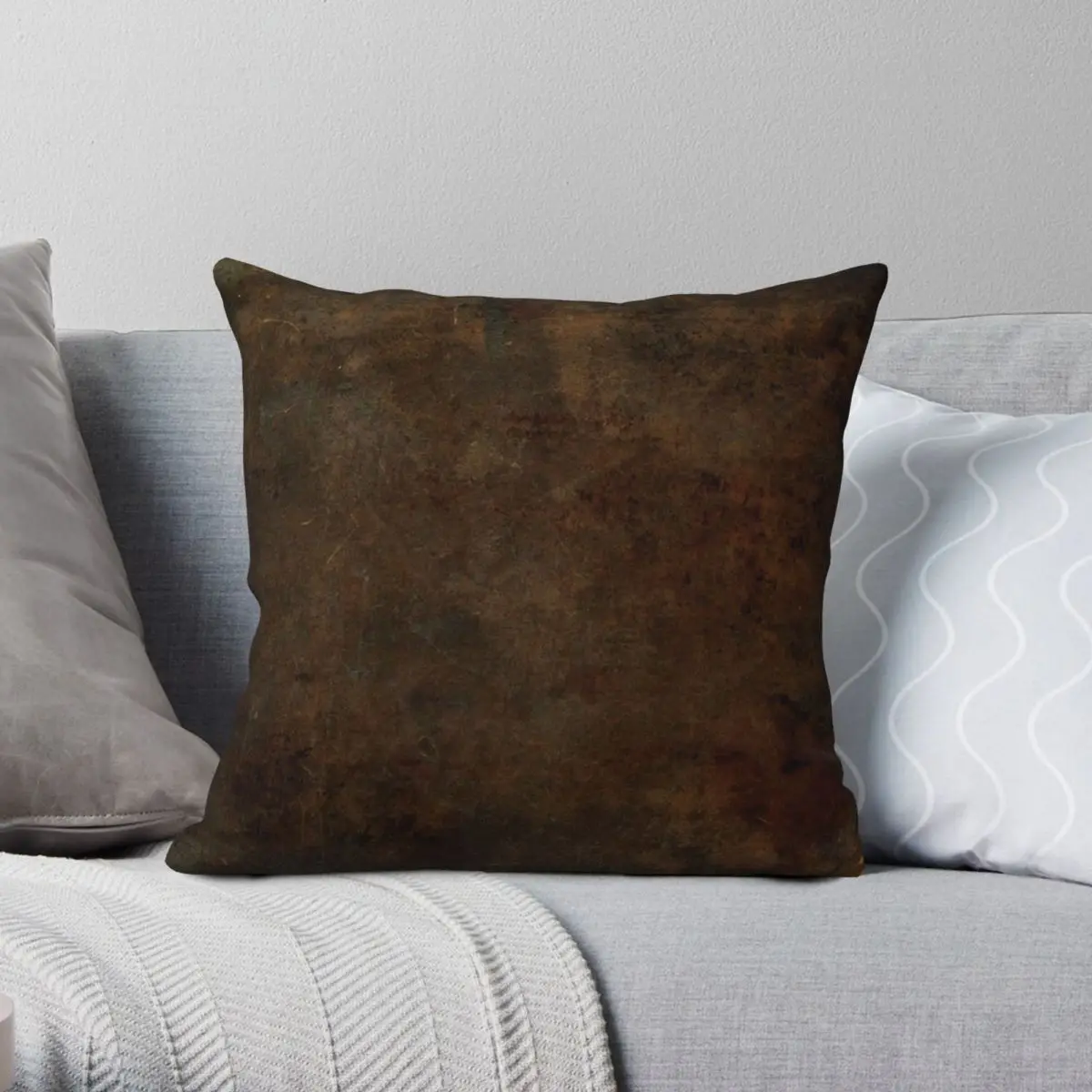 

Brown Worn Out Leather Square Pillowcase Polyester Linen Velvet Pattern Zip Decorative Home Cushion Cover 45x45