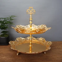 creative living room jewelry metal zinc alloy double layer fruit plate european hollow home dried fruit plate ornaments