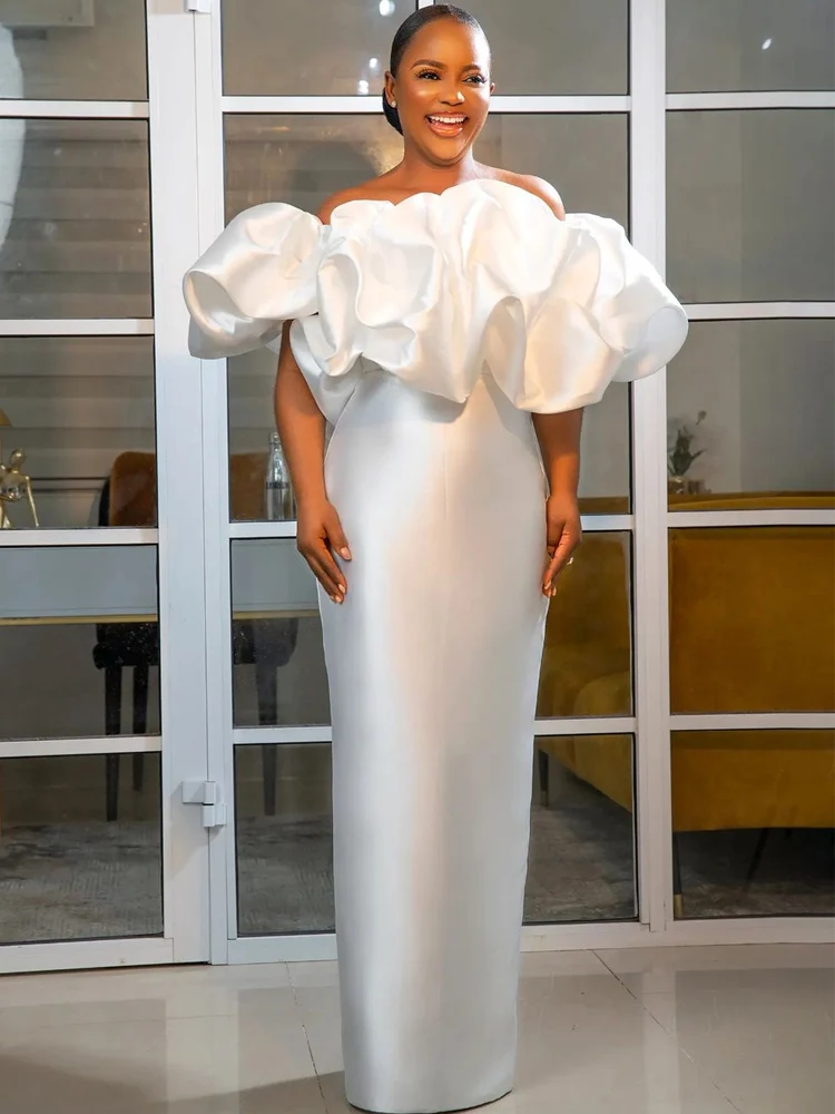 

Off Shoulder Dresses Stylish Straight Ankle Length Shiny Bodycon Evening Party Outfits for Women Wedding Birthday with Lining