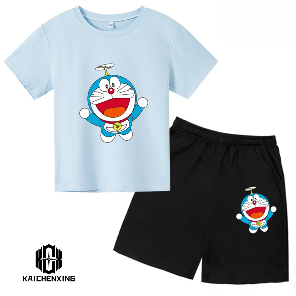 

Футболки Doraemon, повседневная одежда для мальчиков и девочек, топы с коротким рукавом и мультипликационным аниме принтом для мужчин и женщин, летняя футболка с покемоном Наруто