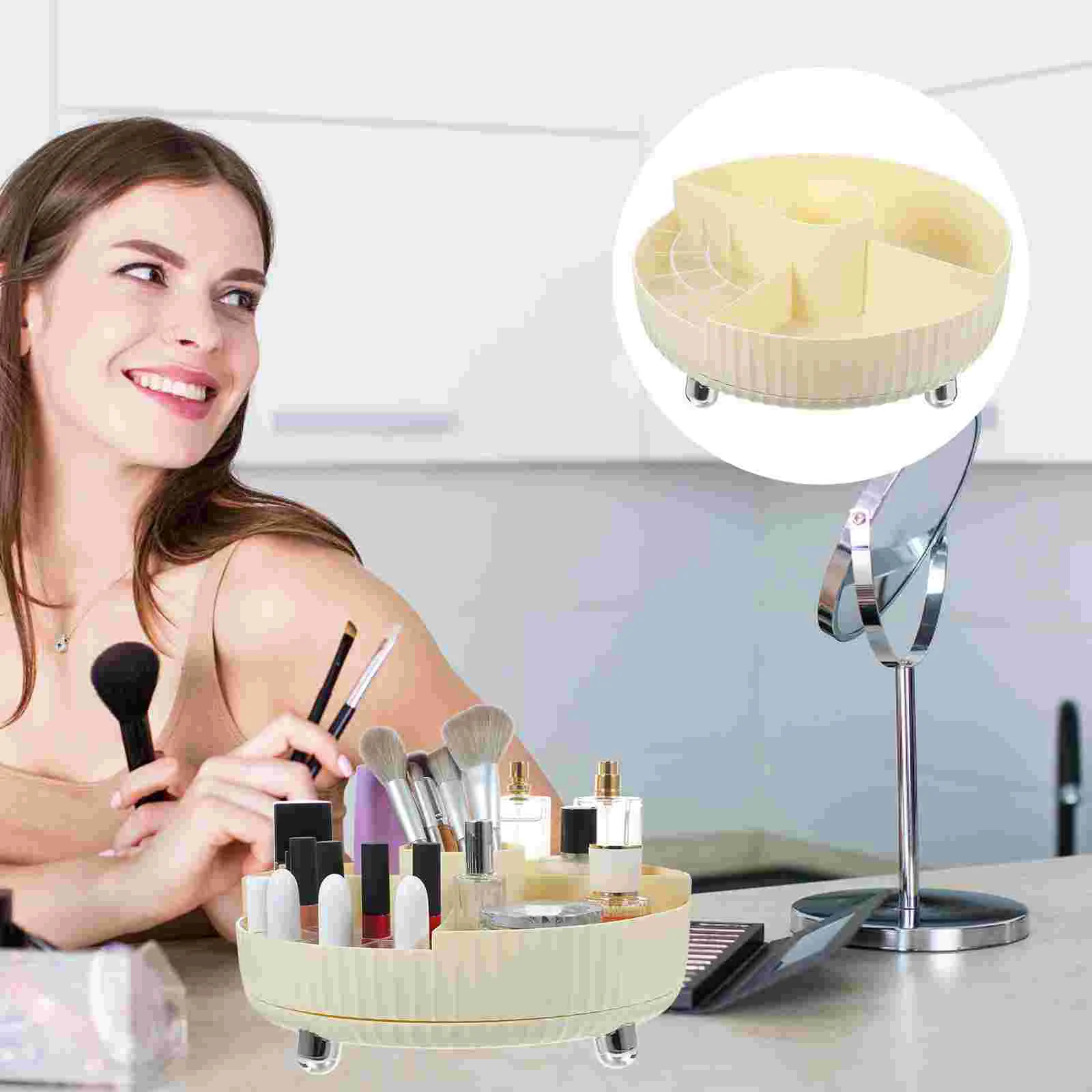 

Skincare Organizer Perfume Tray Rotating Kitchen Spice Rack Makeup Pp Shelf Turntable