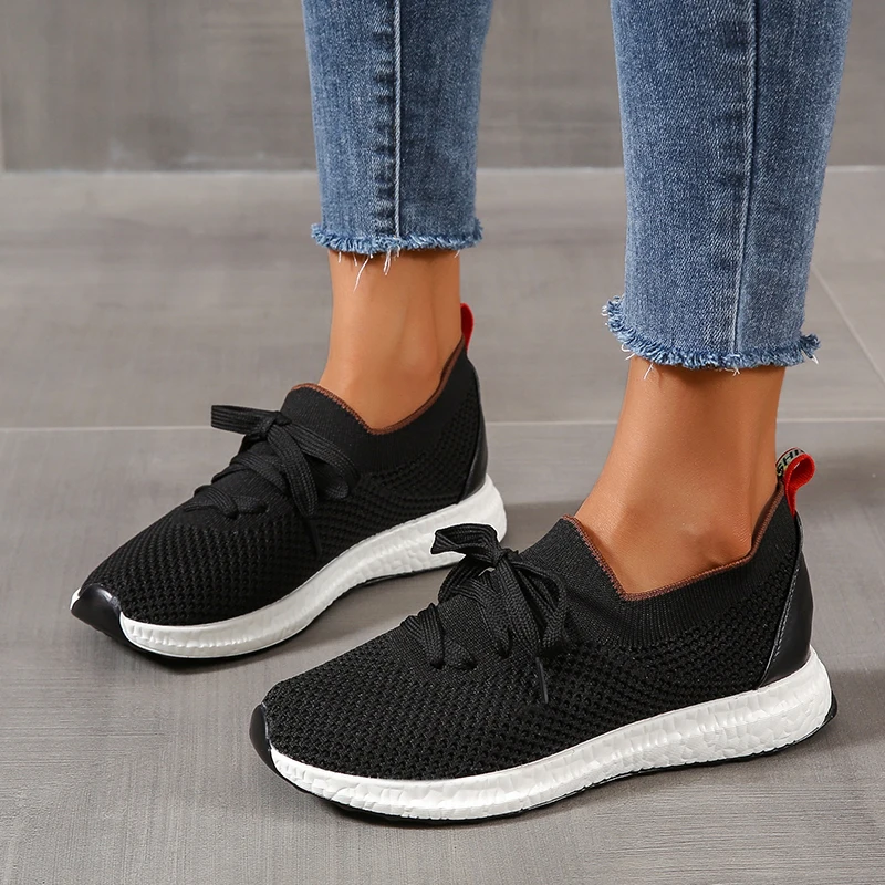 

Sport Casual Walking Shoes Woman 2022 Autumn Winter Mesh Breathable Lace Up Zapatos Mujer Platform Running Chaussures Lady