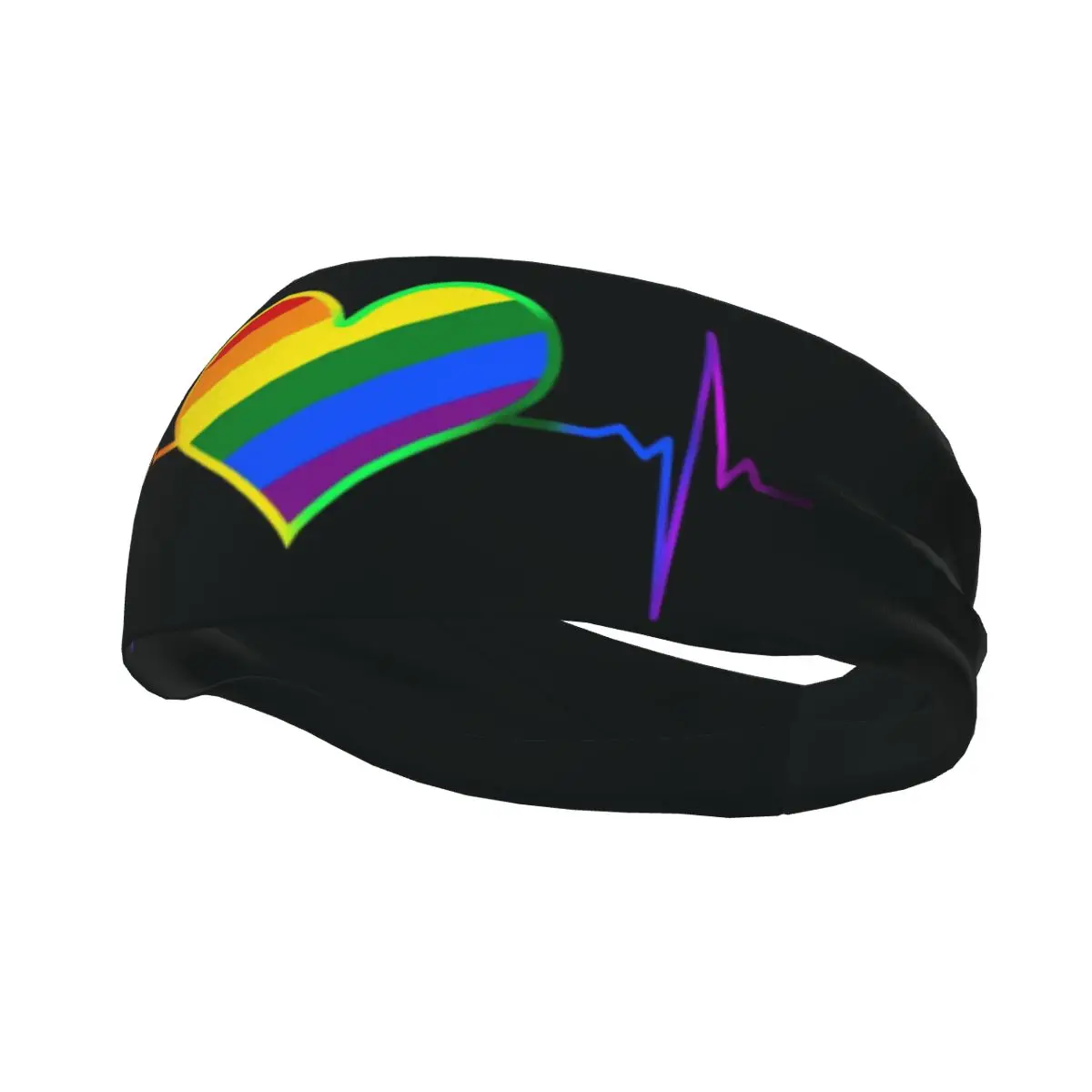 

Pulse Heart Pride LGBT Running Sweatband Lesbian Gay Rainbow Stretch Sweat Headbands Yoga Volleyball Head Sweat Bandage Hairband