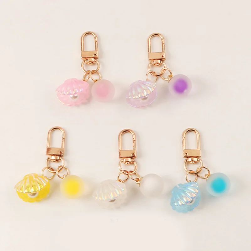 

New Small Fresh Headphone Case Decoration DIY Pearl Shell Car Key Chain Pendant Ball Key Accessories Pendant Key Chain Key Ring