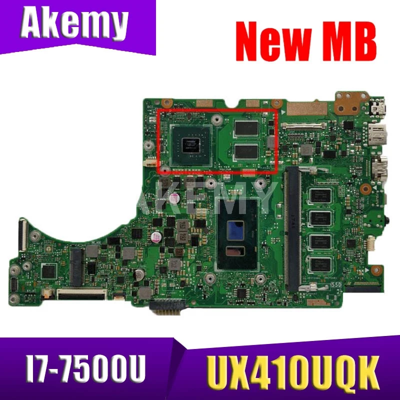 

Материнская плата для ноутбука Akemy UX410UQK 8G/I7-7500U 940M (V2G) Материнская плата ASUS UX410UQK UX410UQ UX410U (14 дюймов) 90NB0DK0-R00040
