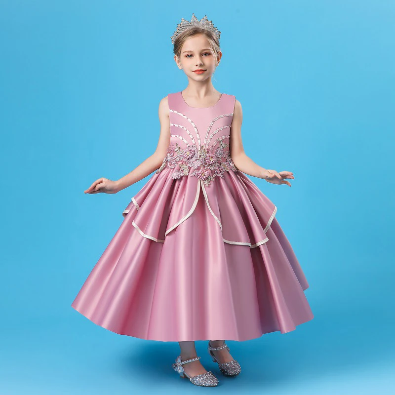 

Girl's dress Satin striped Dress Festival Dress CuHK children's birthday party Dress Party dress Show dress Flower girl dress
