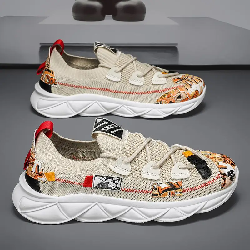 

2023 New Men's Shoes Fall Heightened Easy Wear Shoes Men's Sports Casual Borad Shoes Breathable One Pedal Trendy Shoes