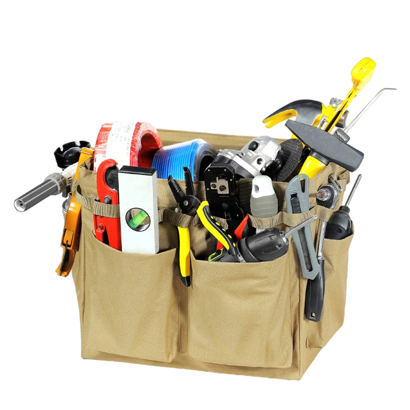 

Wide Mouth Tool Bag Multi-pocket Utility Bag Outdoor Storage Bag Collapsible Durable Oxford Tool Bags For Men Women