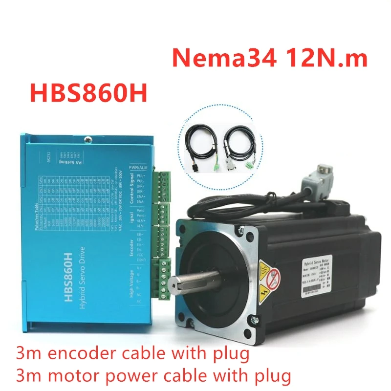 

2 set Nema34 12N.m Closed Loop Stepper Motor W/ Hybrid Servo Driver Kit HBS860H Hybrid Servo