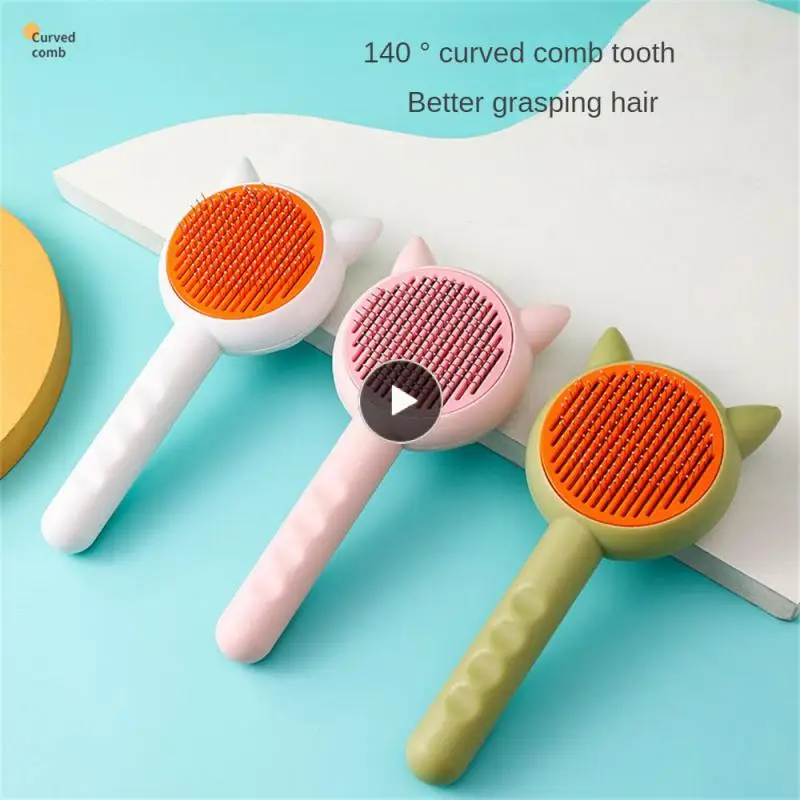 

Hair Removal Cleaning Brush Resin Protection Point Easy To Clean Pet De-floating Comb Stainless Steel Pink Pet Hair Remover