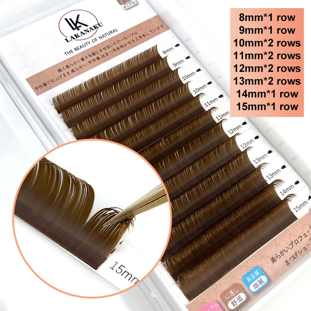 

Lakanaku New Products Brown Ellipse Flat Eyelash Extensions Soft Thin Tip Flat Roots for Makeup Clios