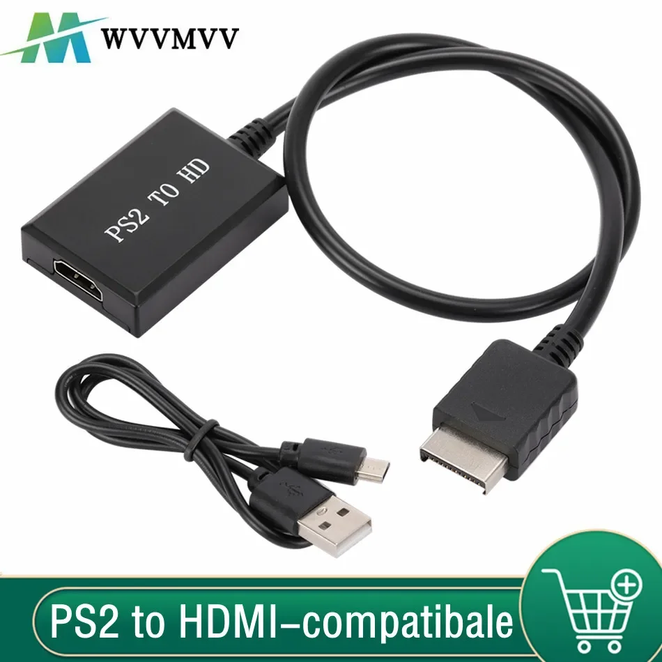 Адаптер WvvMvv PS2-HDMI-совместимый преобразователь Аудио и видео, поддержка режимов отображения для PS1/2/3, для HDTV, ПК, Full HD Кабельный адаптер